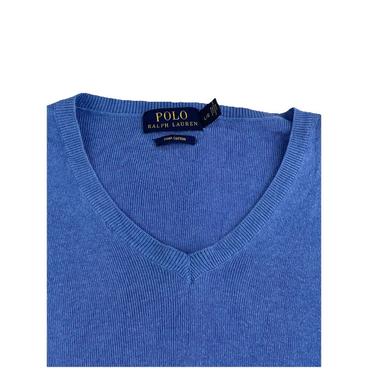 Mens Polo Ralph Lauren Size Large Light Blue V Neck Sweater