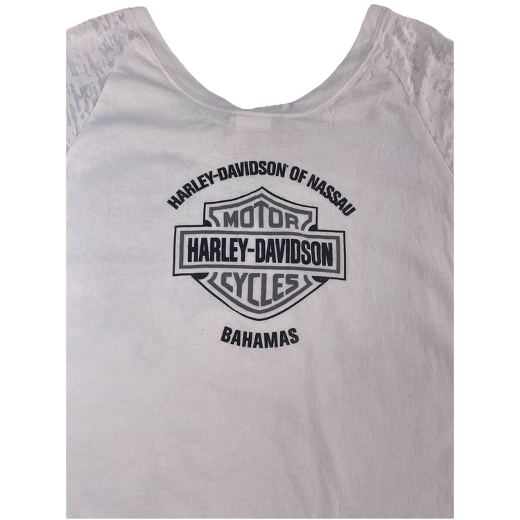 Womens Harley Davidson Motorcycles White&Blue Slim Fit Shirt Size 2Xl