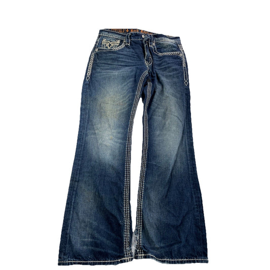 Men’s Rock Revival Byron Boot Dark Wash Blue Jeans Size 34