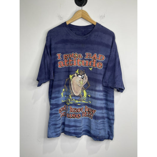 VTG 2001 Looney Tunes Freeze Taz I Gotta Bad Attitude T Shirt Tye Die Sz XL