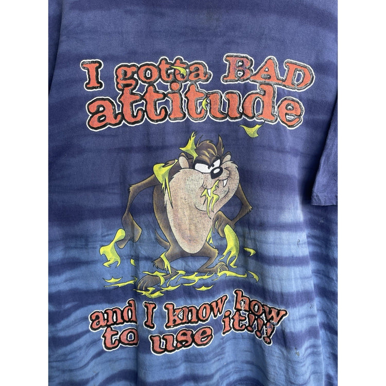 VTG 2001 Looney Tunes Freeze Taz I Gotta Bad Attitude T Shirt Tye Die Sz XL