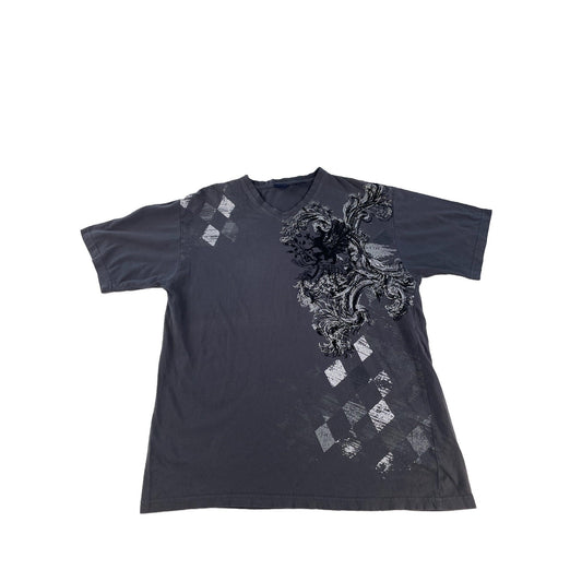 Mens Kani Gold Grey V-Neck Graphic Print T-Shirt Size L