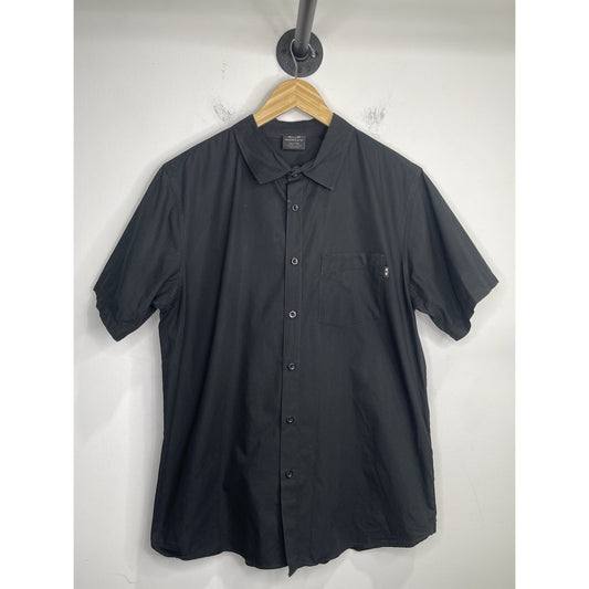 Men’s Workwear Black Oakley Button Up Short Sleeve Shirt Sz XL