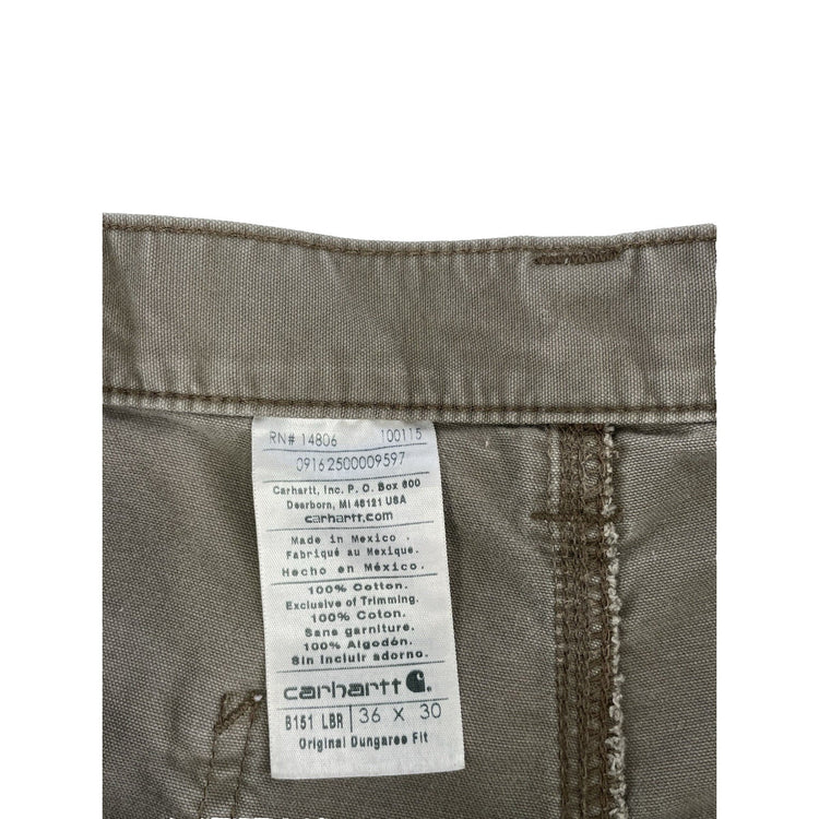 Mens Carhartt Original Fit Light Brown Carpenter Work Pants Size 36x30