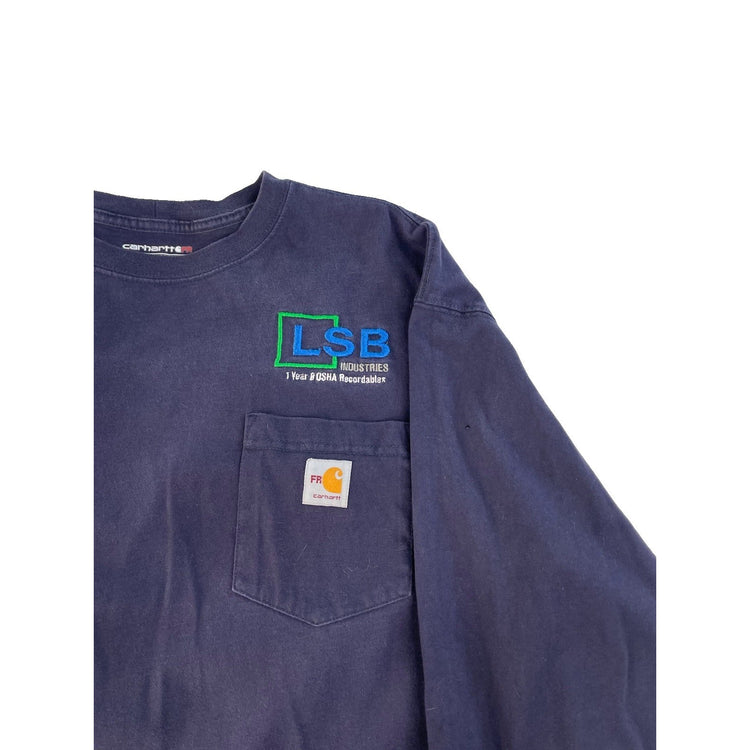 Men's Carhartt FR Force Loose Fit Long Sleeve Pocket T-Shirt Navy Size L