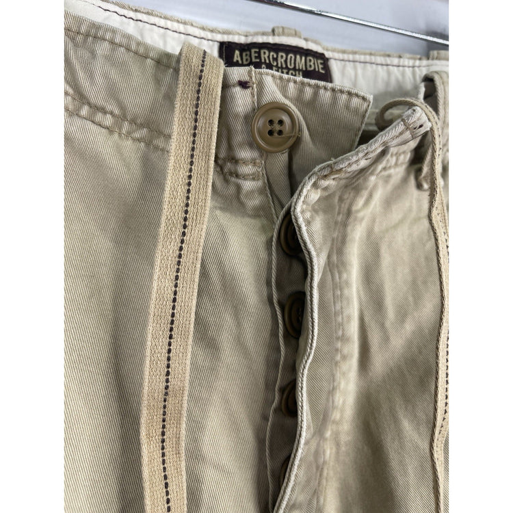 Abercrombie Vintage Fatigues Pants Drawstring Tan Cargo Size 30R