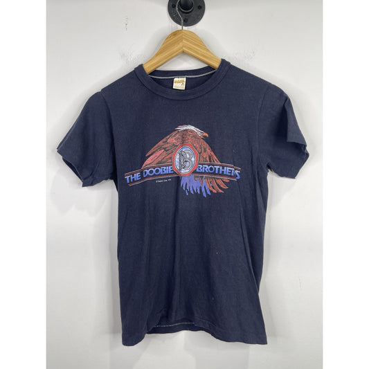 MEN’S BLUE 1970s VINTAGE THE DOOBIE BROTHERS LOS ANGELES CONCERT T-SHIRT SZ M
