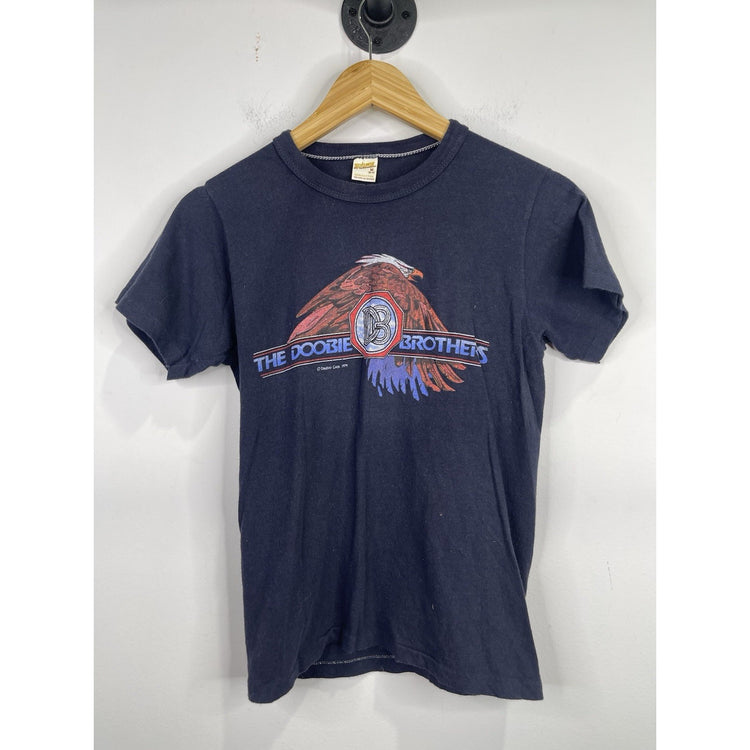 MEN’S BLUE 1970s VINTAGE THE DOOBIE BROTHERS LOS ANGELES CONCERT T-SHIRT SZ M