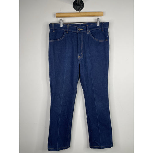 Vintage Levis 547 Action Jeans 36x28 1990s Dark Wash Straight Blue Brown Tab
