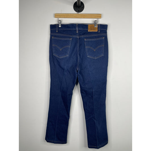 Vintage Levis 547 Action Jeans 36x28 1990s Dark Wash Straight Blue Brown Tab
