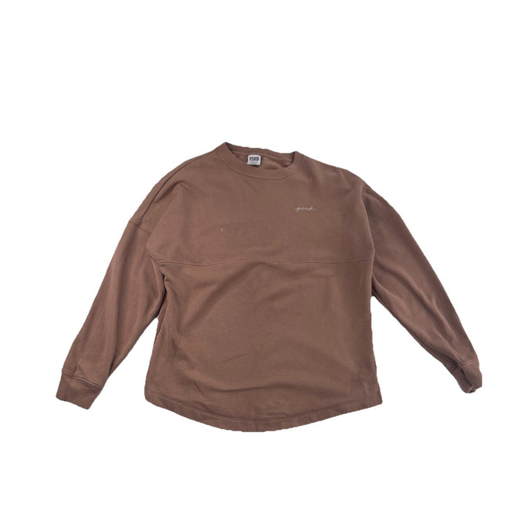Womens Victoria Secret Tan PINK LOVE Sweatshirt Size S