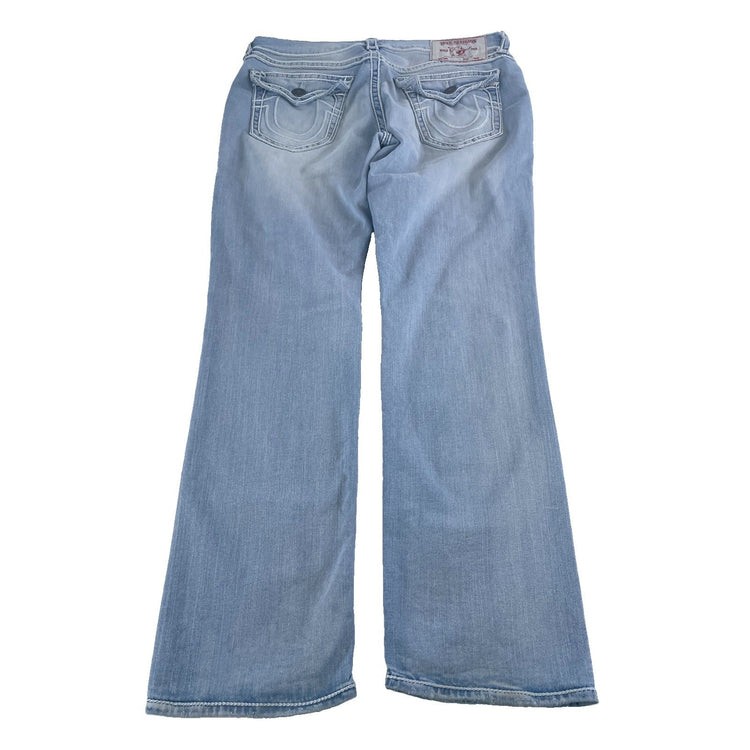 Mens True Religion Ricky Relaxed Straight Light Wash Blue Jeans Size 36