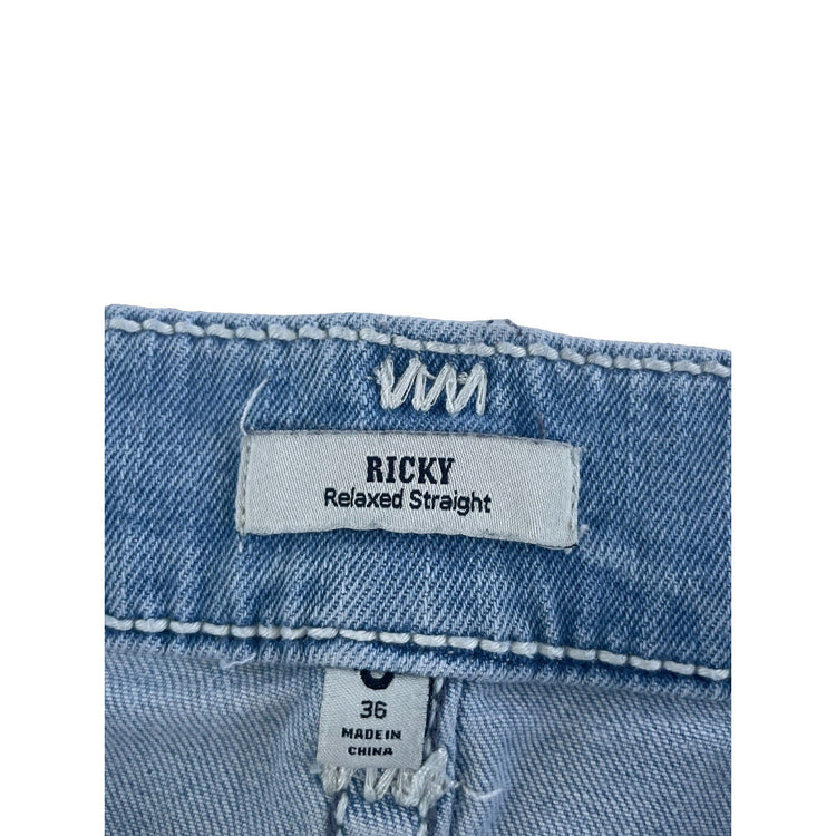 Mens True Religion Ricky Relaxed Straight Light Wash Blue Jeans Size 36
