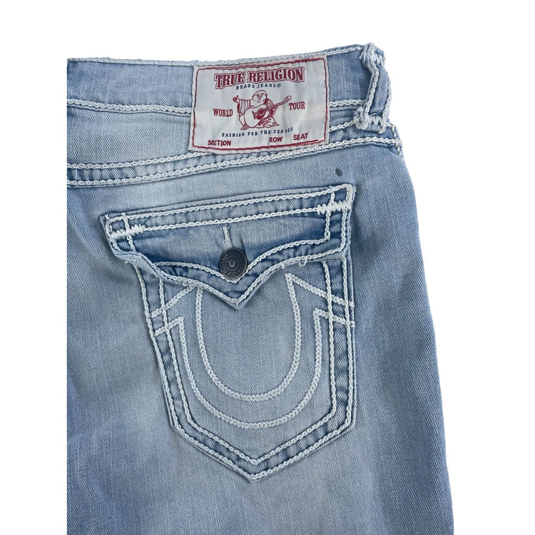 Mens True Religion Ricky Relaxed Straight Light Wash Blue Jeans Size 36