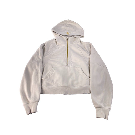 Women's Lululemon Scuba Oversized Half-Zip Hoodie White Gold Logo Size M/L