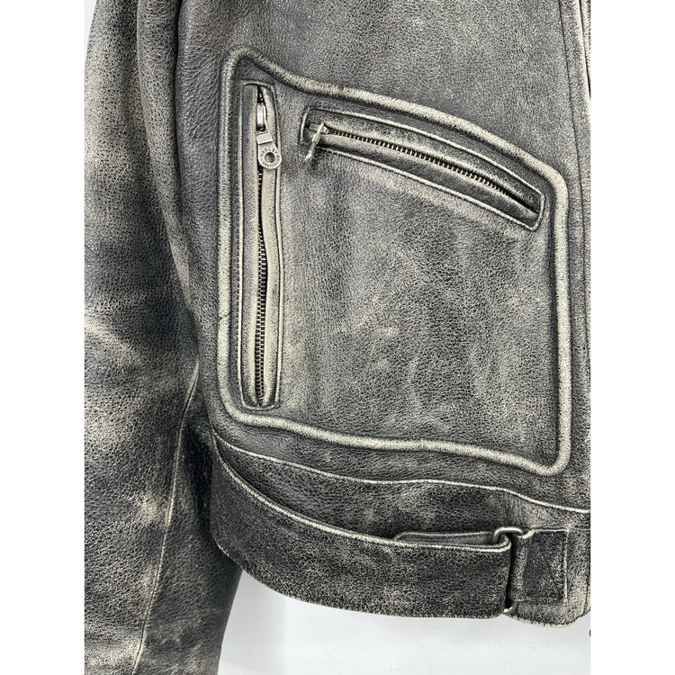 Vintage 90s Harley Davidson Adjustable Distressed Leather Men’s Jacket Size Large