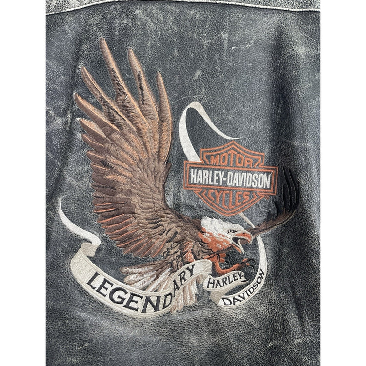 Vintage 90s Harley Davidson Adjustable Distressed Leather Men’s Jacket Size Large