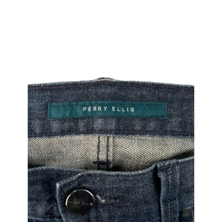 Mens Vintage Perry Ellis Dark Wash Indigo Faded Straight Fit Jeans SIZE 38