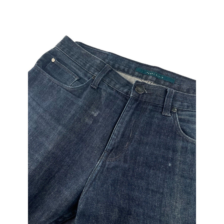 Mens Vintage Perry Ellis Dark Wash Indigo Faded Straight Fit Jeans SIZE 38