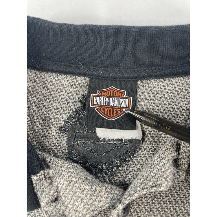 Mens Harley Davidson Grey Collard Quarter Button Up Shirt Size Large