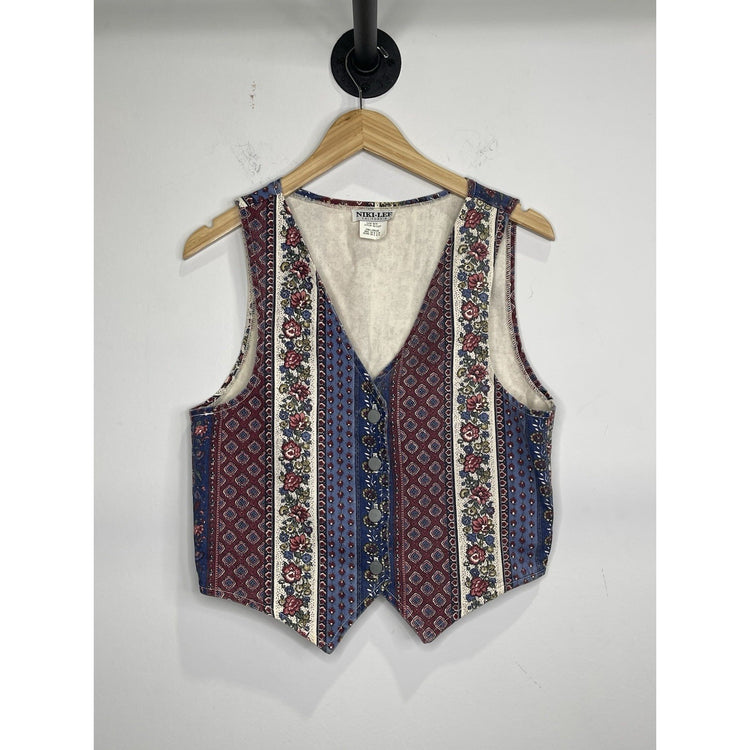 Vintage women’s NIKI-LEE Floral Button Up Vest Sz Small