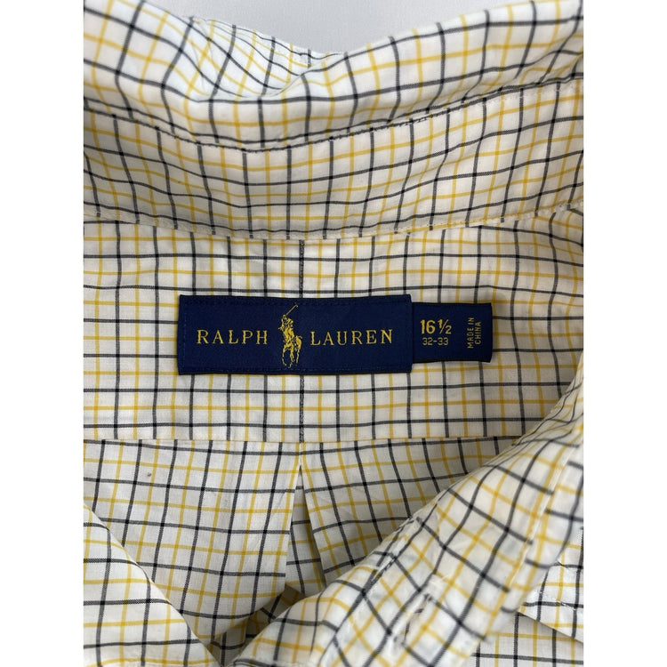 Mens Polo Ralph Lauren Yellow & White Button Down Shirt Size 16.5