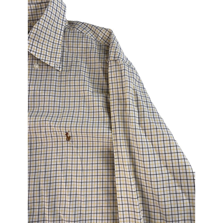 Mens Polo Ralph Lauren Yellow & White Button Down Shirt Size 16.5