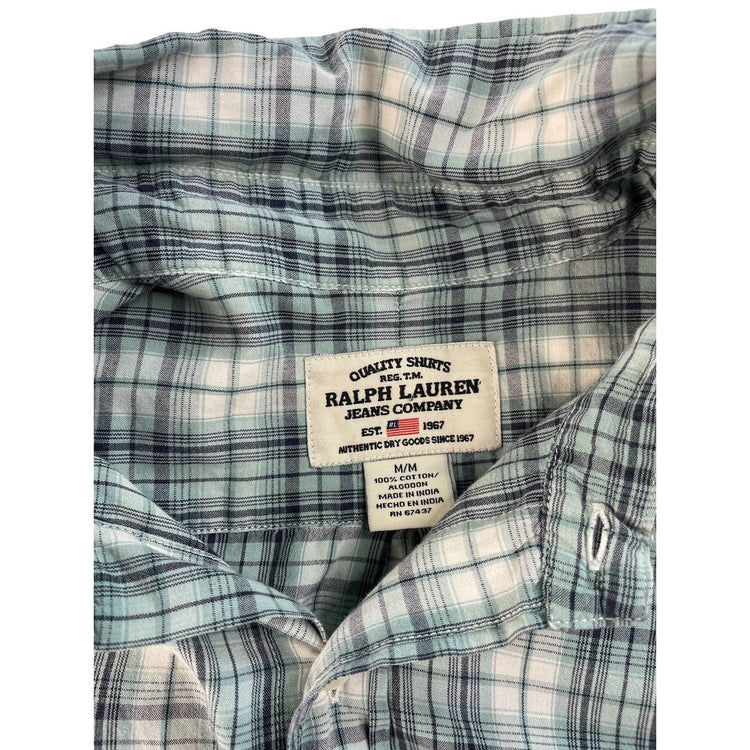 Men Vintage Ralph Lauren Jeans Company Plaid Button Down Shirt M