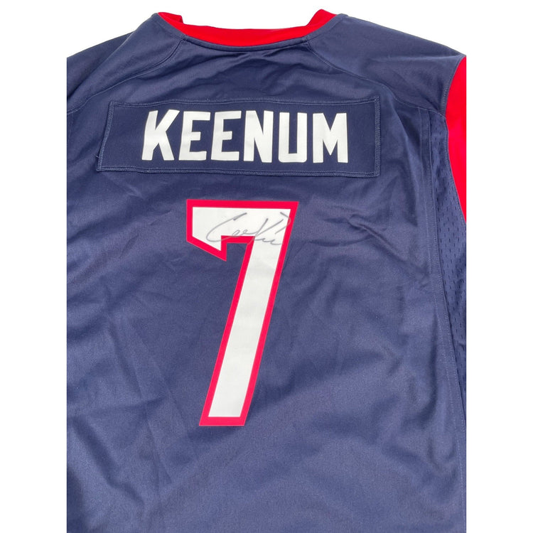 Mens NFL Houston Texans Signed #7 Case Keenum Home Jersey Size Xl