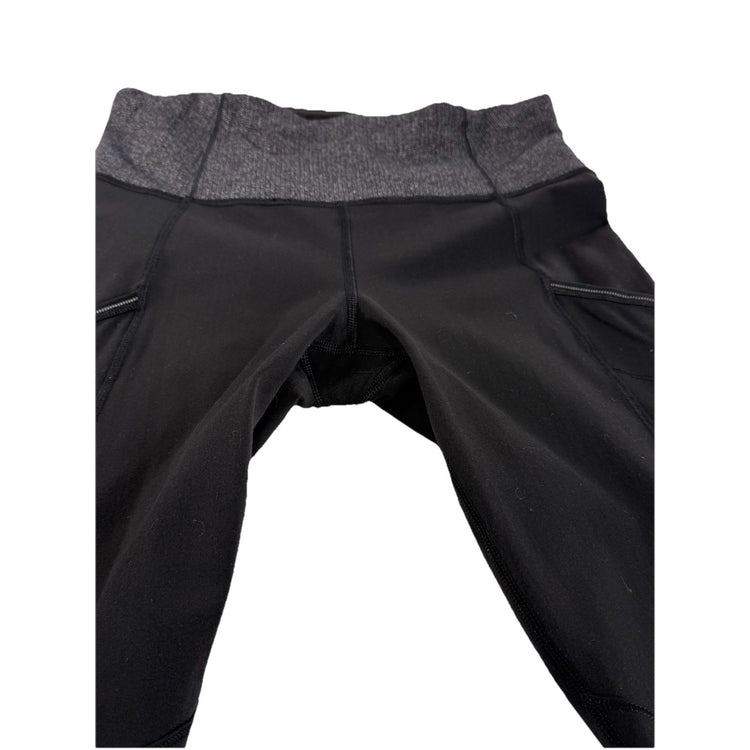 Womens Lululemon Size 6 Black Leggings With Grey Waistband