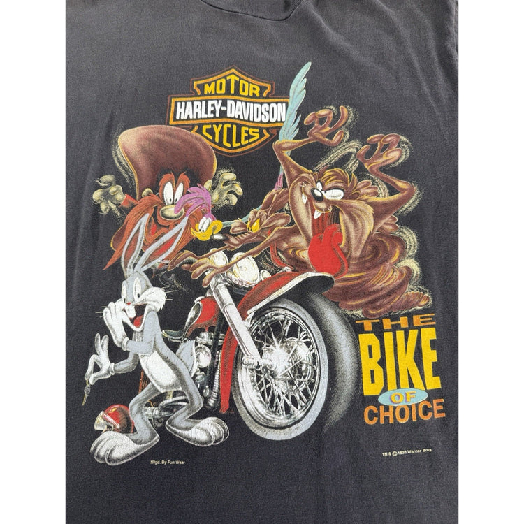 Mens Vintage 1993 Looney Tunes Harley Davidson T-shirt Size L