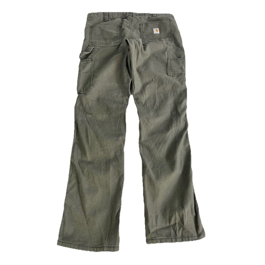 Womens Carhartt Olive Green Slim Fit Double knee Work Pants Size 12r