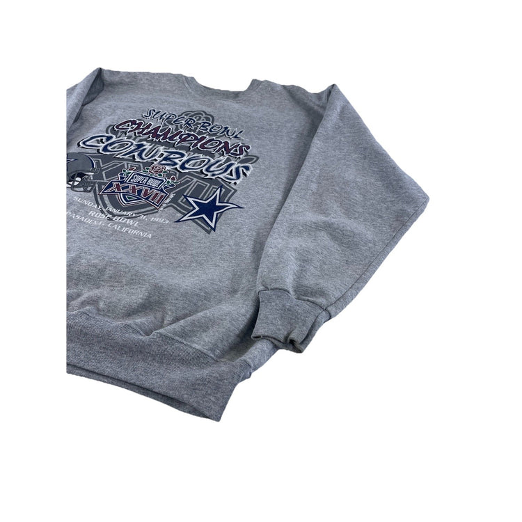 Mens Vintage 1993 Dallas Cowboys Super Bowl XXVII Champions Gray Sweater Size XL
