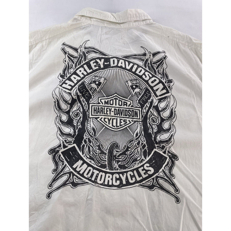 Mens Harley Davidson Motorcycle White Sleeveless ButtonUp Collard Shirt Size 3Xl
