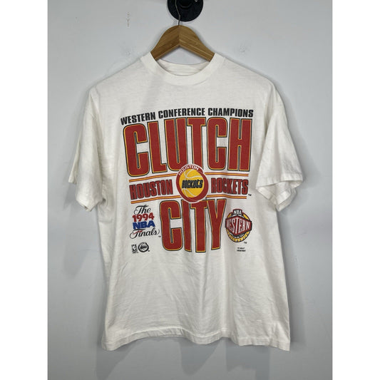 Houston Rockets NBA Clutch City 1994 Finals Western Vintage Gray T-Shirt Sz L