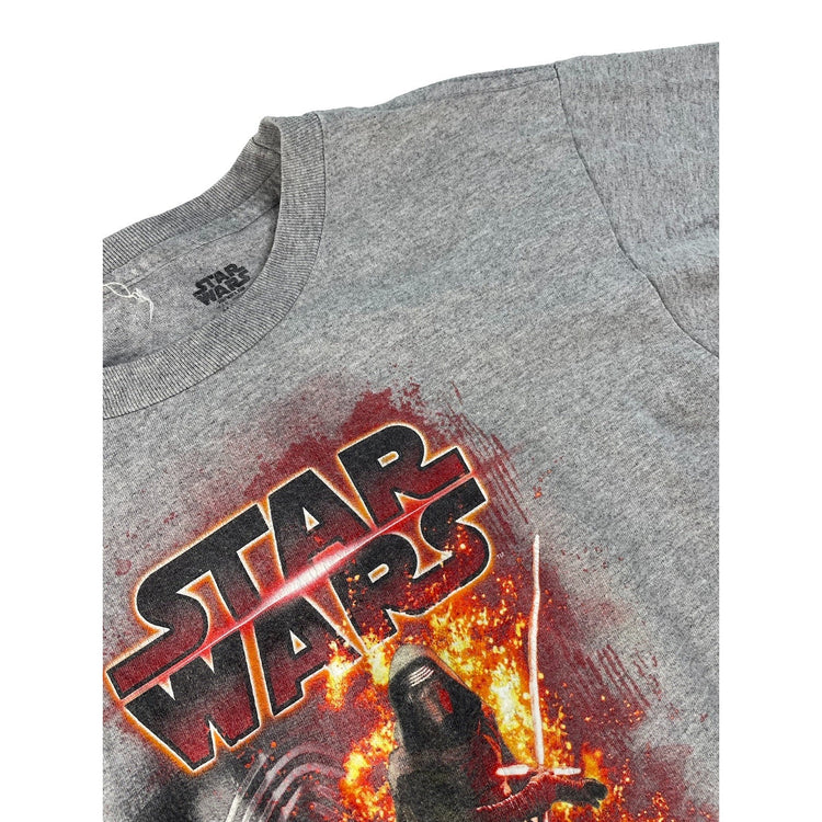 Youth Boys Star Wars Kylo Ren Fire Graphic Gray Crewneck Tee Size M