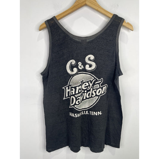 Men’s Vintage Distressed HD Harley Davidson Black Tank Top Sz M
