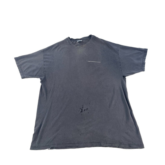 Mens Vintage Hanes Beefy Faded Black Y2K Gantthead Tech Graphic Tee SIZE XL