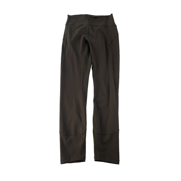 Women's Lululemon Athletic Leggings Dark Olive Green With Seam Detail Size 6