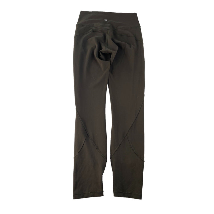 Women's Lululemon Athletic Leggings Dark Olive Green With Seam Detail Size 6