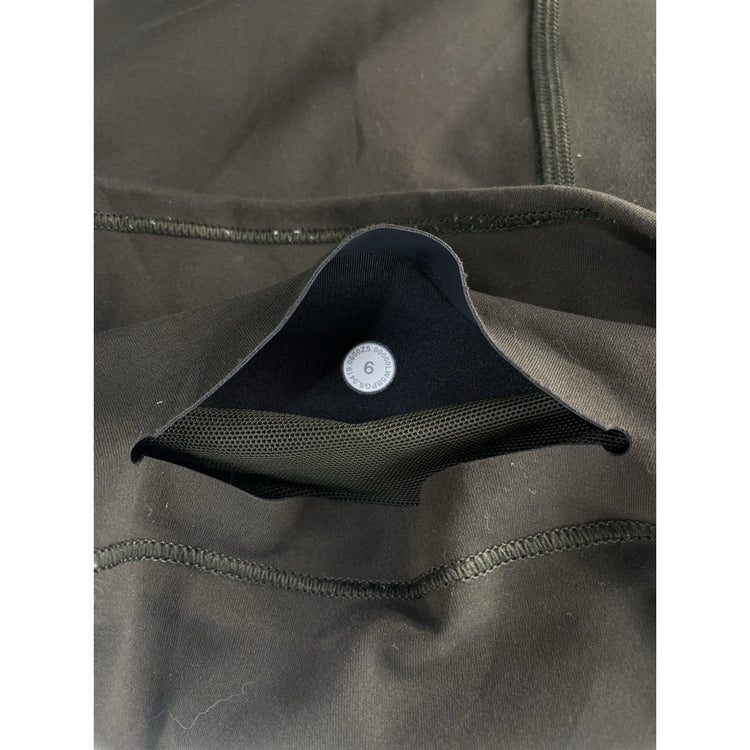 Women's Lululemon Athletic Leggings Dark Olive Green With Seam Detail Size 6