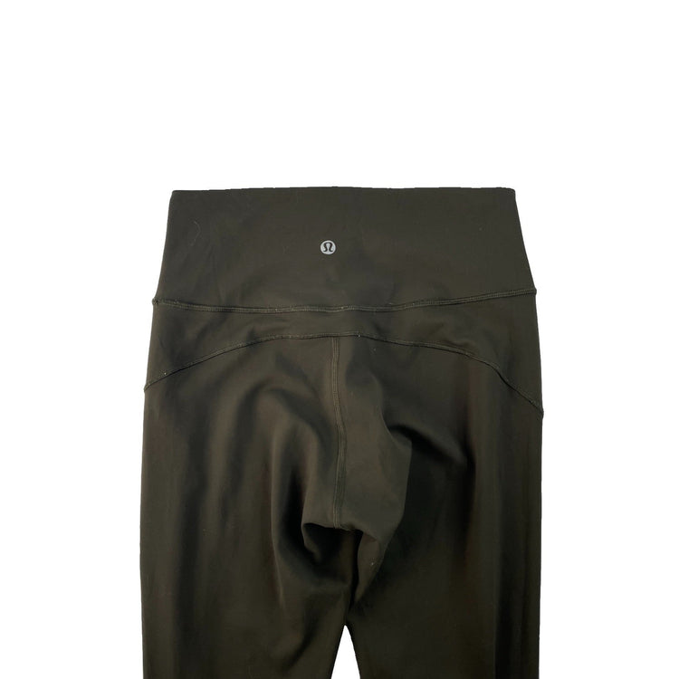 Women's Lululemon Athletic Leggings Dark Olive Green With Seam Detail Size 6