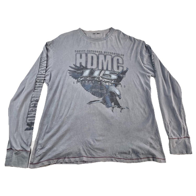 Mens Harley Davidson Gray HDMC 115 Long Sleeve T Shirt Size Large