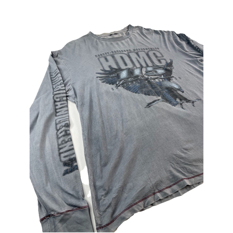 Mens Harley Davidson Gray HDMC 115 Long Sleeve T Shirt Size Large