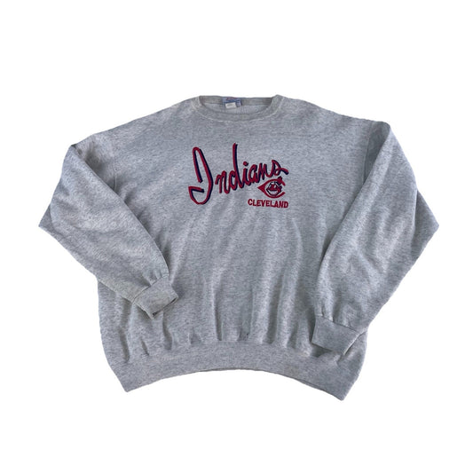 Men’s Vintage 90s CS Light Gray Cleveland Indians Crewneck Sweatshirt Size Xl