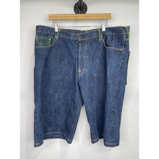 Men’s Vintage Y2K RMC Dark Wash Embroidered Denim Shorts Sz 40x14