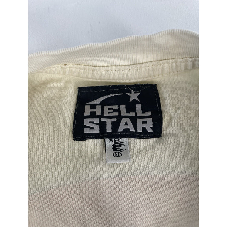 Mens Hellstar Records Cream Graphic Short Sleeve Streetwear Tee Size Xl