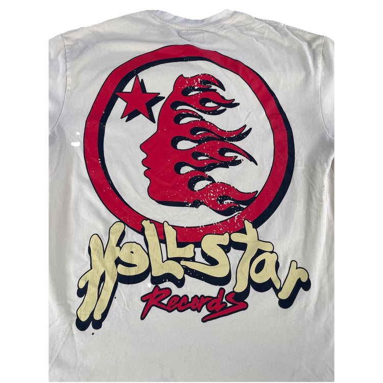 Mens Hellstar Records Cream Graphic Short Sleeve Streetwear Tee Size Xl