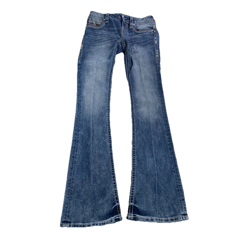 Women’s Rock Rivivel Lux Bootcut light Wash Blue Jeans Size 28