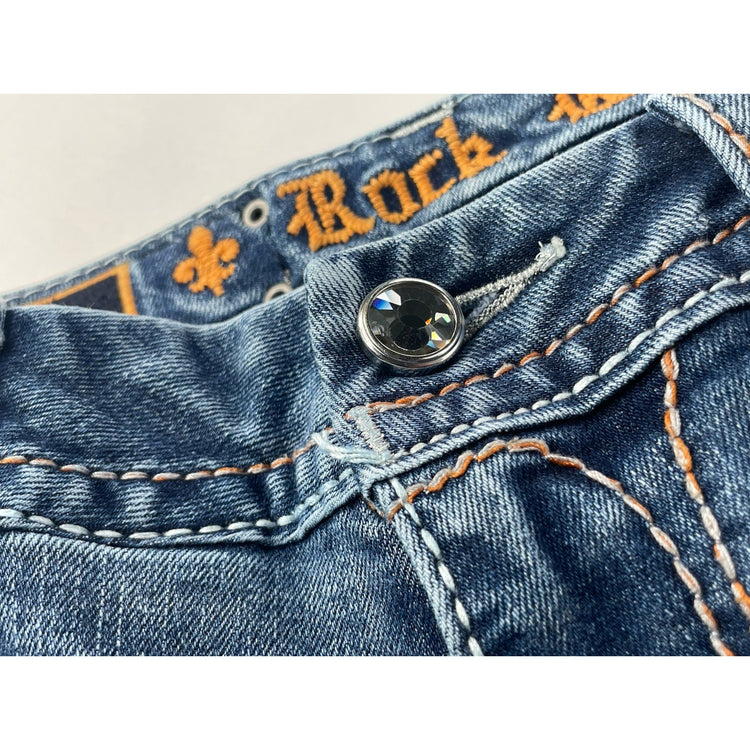 Women’s Rock Rivivel Lux Bootcut light Wash Blue Jeans Size 28